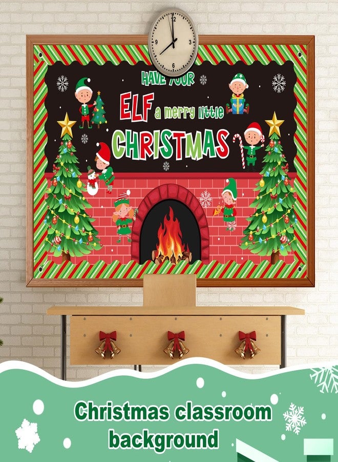 Mindsoft 31 Pcs Christmas Elf Bulletin Board Decorations Banner Backdrop 47 x 80 Inch Large Christmas Elf Backdrop Xmas Photo Background with Elves Cutouts for Winter Holiday Party Supplies - Image 5