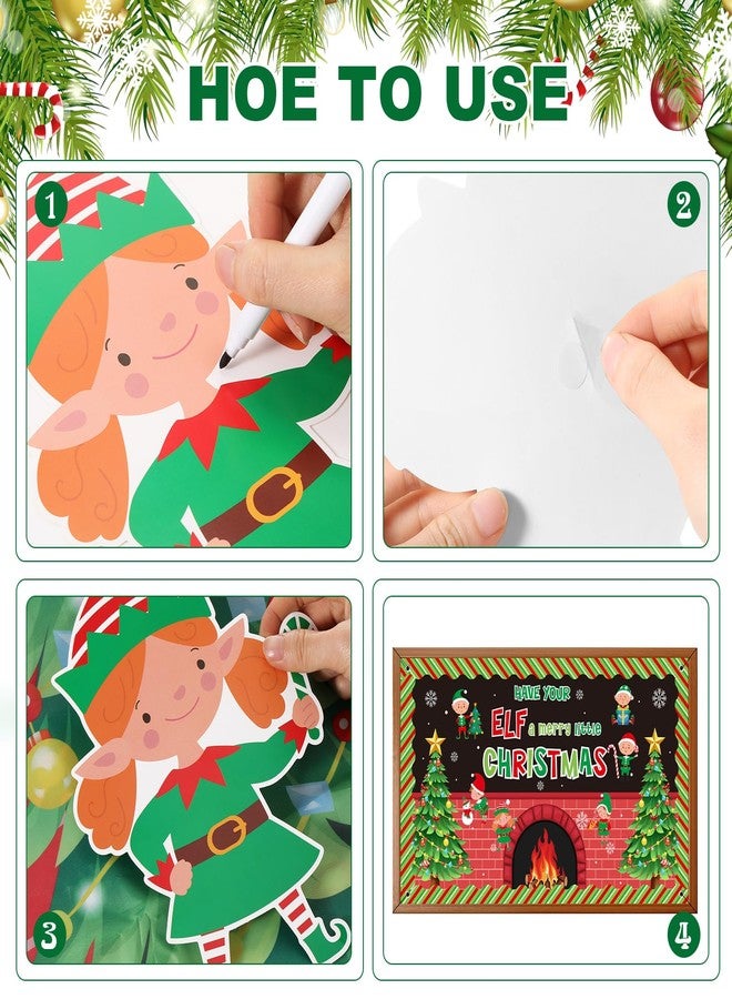 Mindsoft 31 Pcs Christmas Elf Bulletin Board Decorations Banner Backdrop 47 x 80 Inch Large Christmas Elf Backdrop Xmas Photo Background with Elves Cutouts for Winter Holiday Party Supplies - Image 4
