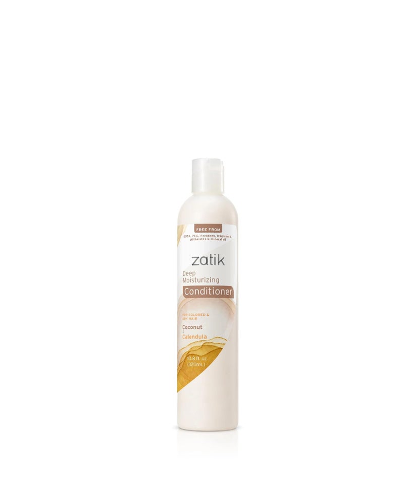 Zatik Naturals - Deep Moisturizing Shampoo + Conditioner Set - Coconut & Calendula, for Colored, Dry damaged Hair, Biodegradable, pH Balanced, FREE from Parabens, fragrances, 10.8 fl oz (One of Each) - Image 4