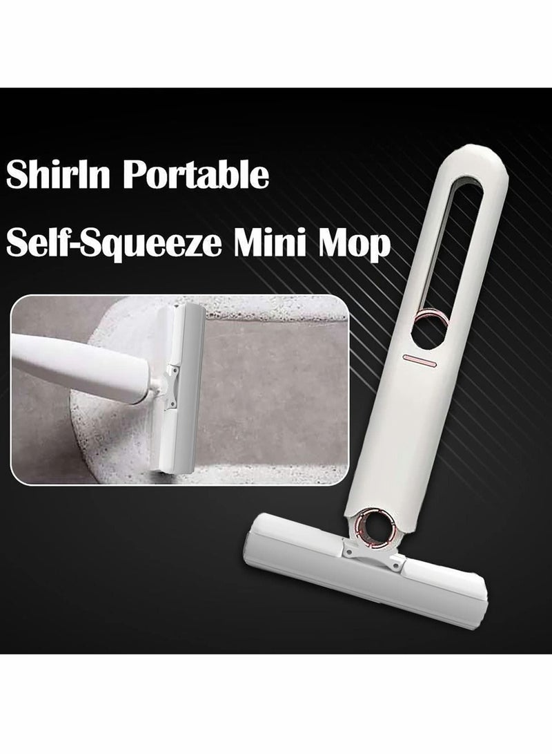 Excefore Portable Self-Squeeze Mini Mop Shirln Portable Mini Mop Cleanmop Mini Mop Mini Portable Mop Hand Free Squeeze Mop Wash Free Strong Absorbent Bathroom Kitchens  - Image 3