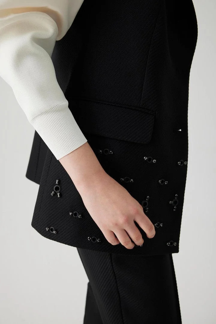 EXQUISE Embroidered Black Vest