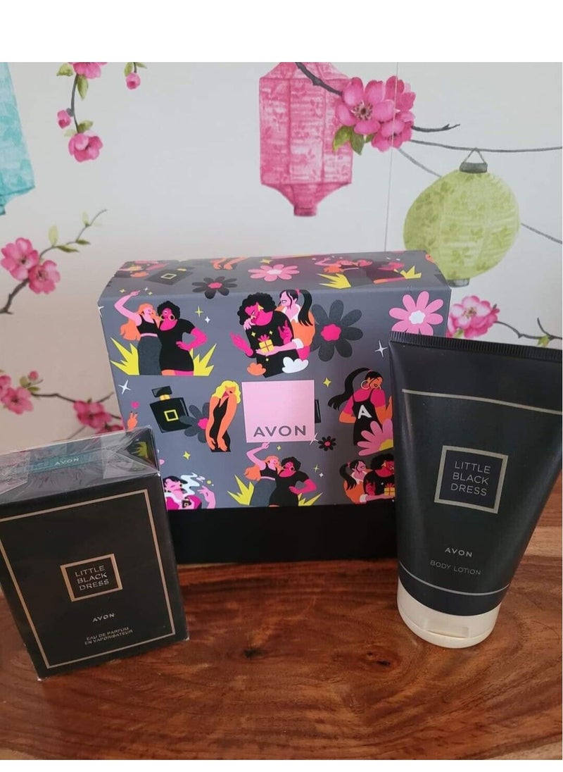 AVON AVON LITTLE BLACK Dress Gift Set 50ml EDP & 150ml Body Lotion New Boxed  - Image 1