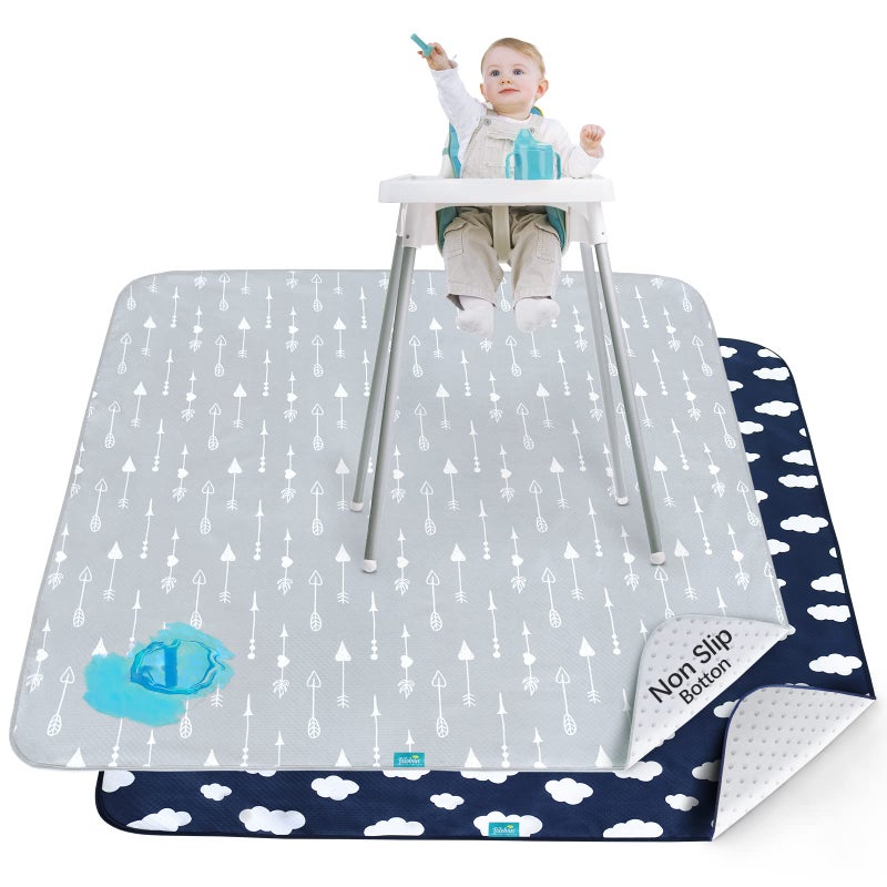 Splat Mat 2 Pack for Under High Chair  Arts  Crafts  Eating Mess Waterproof Baby Playtime AntiSlip Mat for Floor or Table Reusable  Portable Splash Mat 42 46