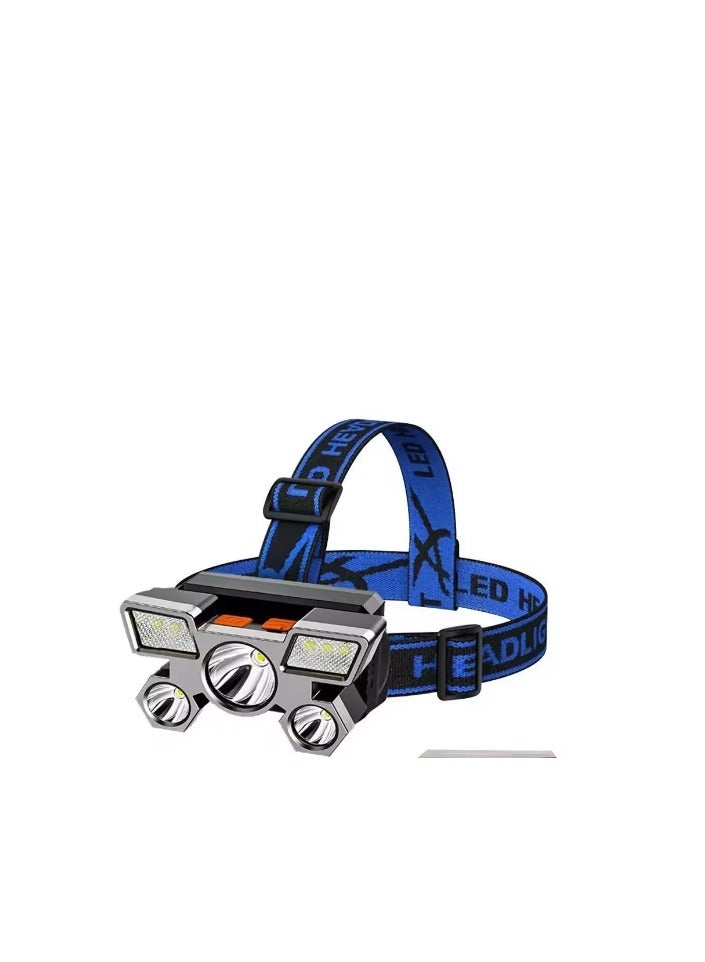 ايونلاين مصباح رأس LED فائق السطوع قابل لإعادة الشحن مع 5 مستويات سطوع قابلة للتعديل، شحن USB، مصباح رأس محمول للتخييم، الصيد، السفر، والاستخدام في حالات الطوارئ، مصباح رأس للتخييم | مصباح رأس أنيق | ضوء LED قابل لإعادة الشحن، ملحقات التخييم - Image 1