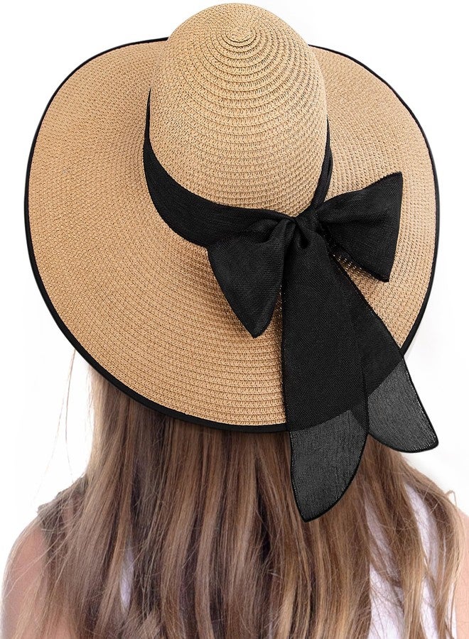 TOBEHIGHER Beach Hats for Women - Beach Hat Womens UPF 50+, Packable Sun Hat Women Roll Up, Wide Brim Straw Hat for Women, Khaki - Image 5