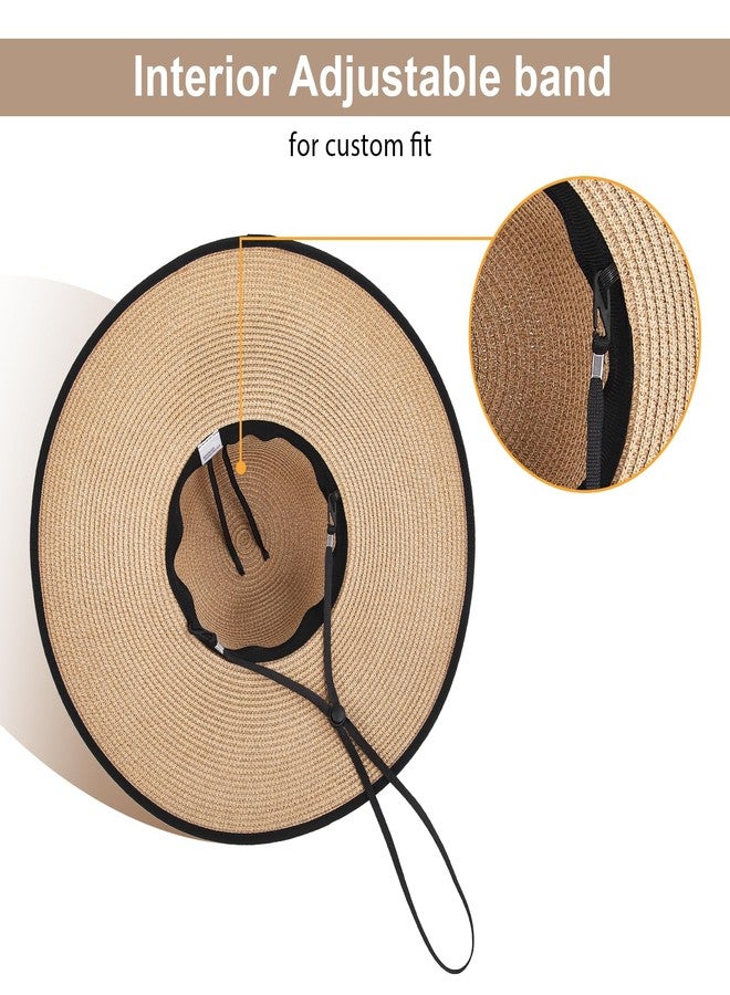 TOBEHIGHER Beach Hats for Women - Beach Hat Womens UPF 50+, Packable Sun Hat Women Roll Up, Wide Brim Straw Hat for Women, Khaki - Image 4