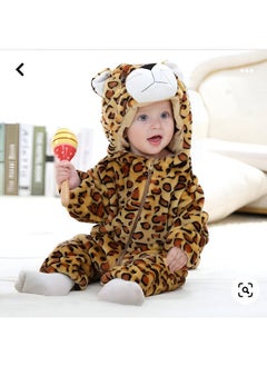 Brandonn BRANDONN Unisex Baby Flannel Jumpsuit Panda Style Cosplay Clothes Bunting Outfits Snowsuit Hooded Romper Outwear (Leopard Prints, 6-9 Months)  - Image 4