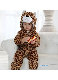 Brandonn BRANDONN Unisex Baby Flannel Jumpsuit Panda Style Cosplay Clothes Bunting Outfits Snowsuit Hooded Romper Outwear (Leopard Prints, 6-9 Months)  - Image 5