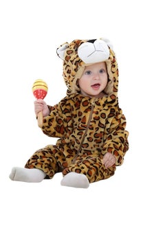 Brandonn BRANDONN Unisex Baby Flannel Jumpsuit Panda Style Cosplay Clothes Bunting Outfits Snowsuit Hooded Romper Outwear (Leopard Prints, 6-9 Months)  - Image 1