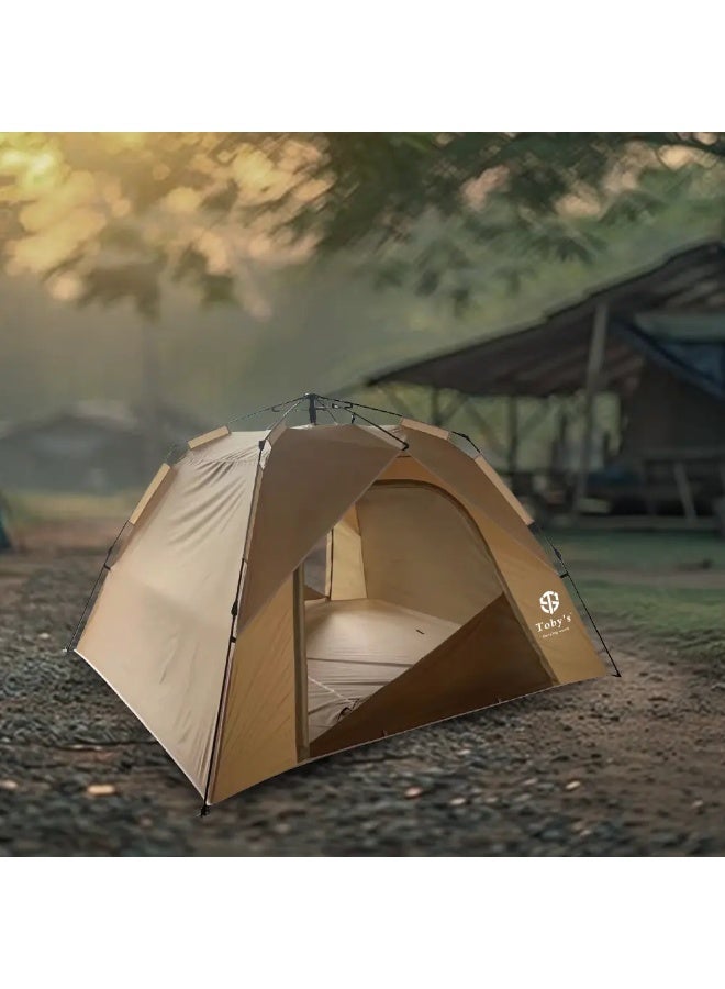توبيز خيمة تخييم توبي الجديدة، خيمة أوتوماتيكية منبثقة، تتسع لأربعة أشخاص، خيمة خارجية، خيمة شاطئ، مقاومة للرياح والأمطار، واقية من الشمس بدون نافذة - Image 4
