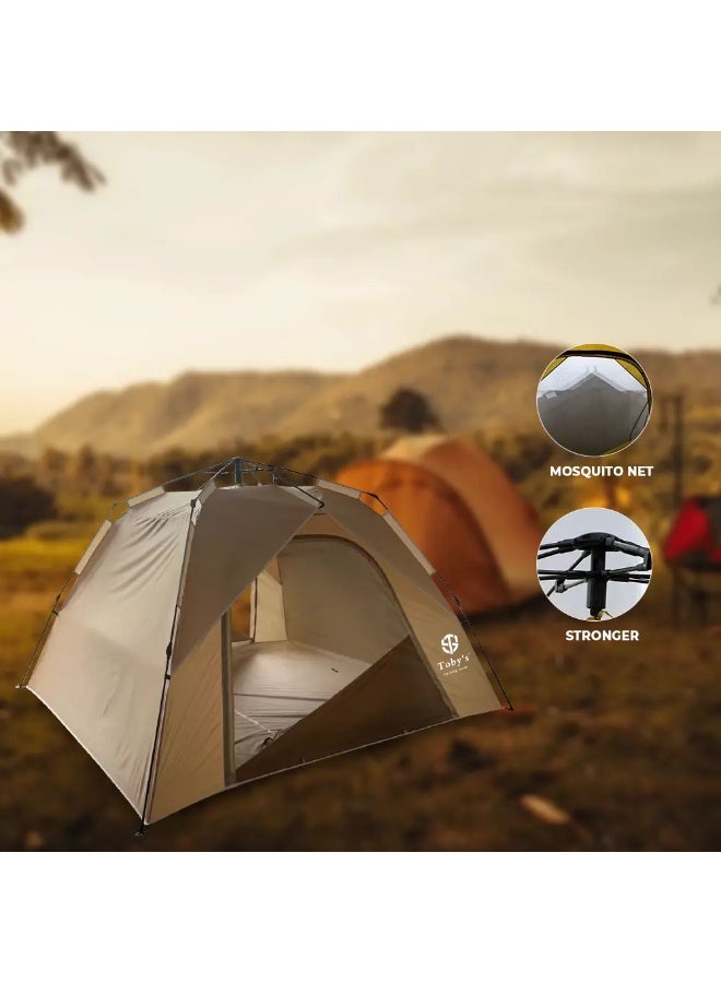 توبيز خيمة تخييم توبي الجديدة، خيمة أوتوماتيكية منبثقة، تتسع لأربعة أشخاص، خيمة خارجية، خيمة شاطئ، مقاومة للرياح والأمطار، واقية من الشمس بدون نافذة - Image 3