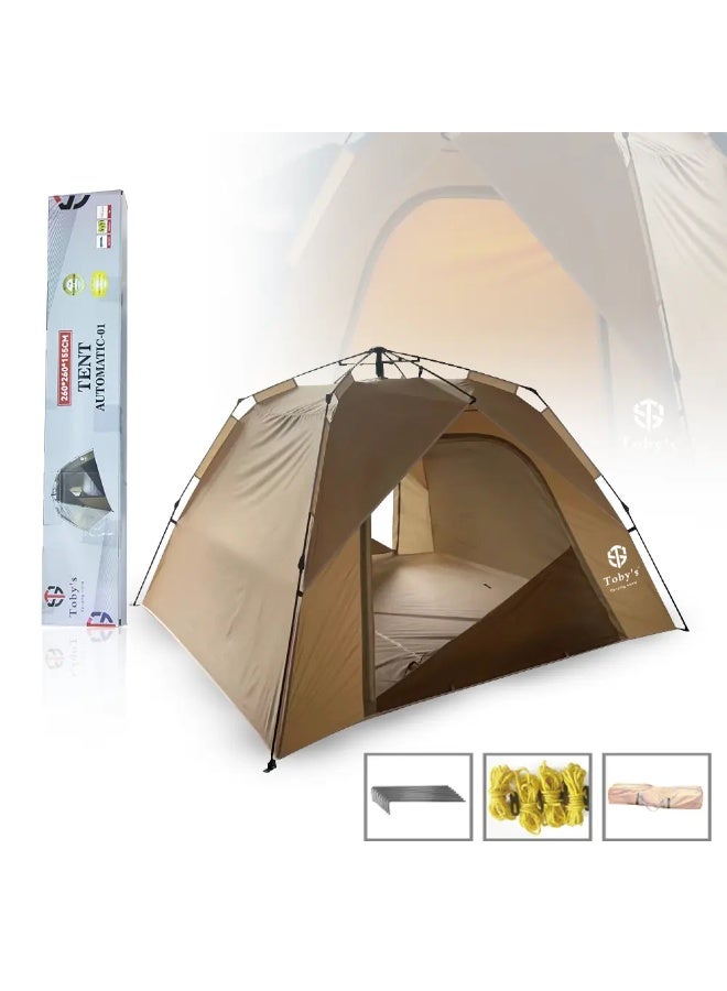 توبيز خيمة تخييم توبي الجديدة، خيمة أوتوماتيكية منبثقة، تتسع لأربعة أشخاص، خيمة خارجية، خيمة شاطئ، مقاومة للرياح والأمطار، واقية من الشمس بدون نافذة - Image 1