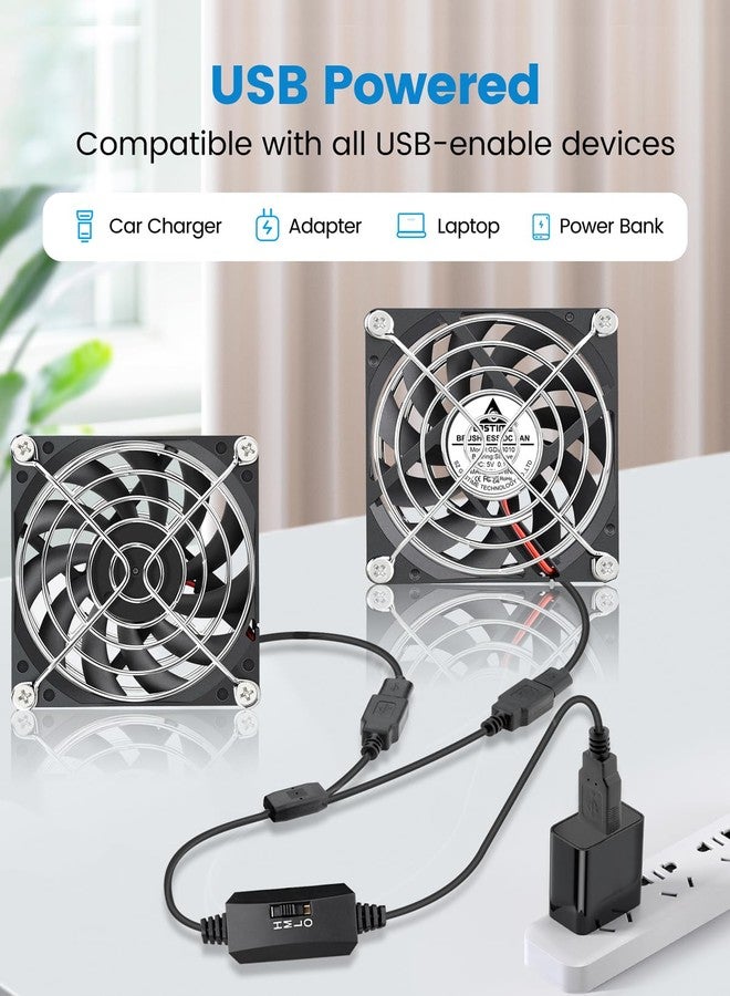 جي دي أس تايم مروحة GDSTIME ثنائية المنافذ USB، مقاس 80 مم × 10 مم، تعمل بجهد 5 فولت، بثلاث سرعات (منخفضة/متوسطة/عالية). - Image 4