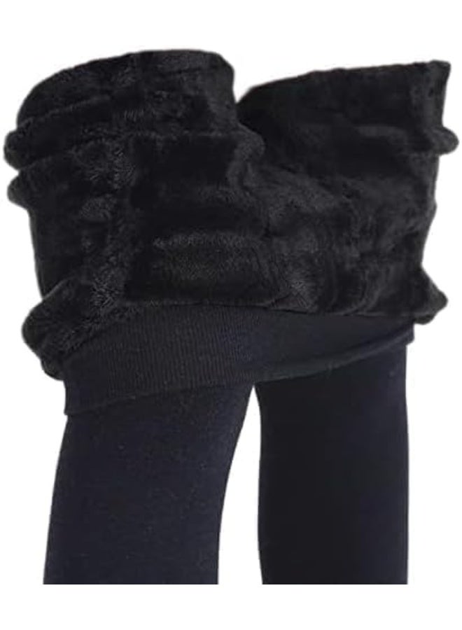 Girls Winter Warm Leggings High Waist Solid Color Velvet Leggings Soft Padded Fleece Lined Stretch Lycra Warm Pants Cozy Thick Winter Bottoms Comfortable Warm for Cold Weather - Image 5