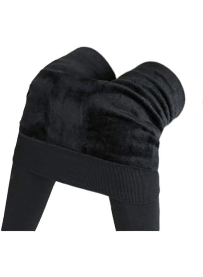 Girls Winter Warm Leggings High Waist Solid Color Velvet Leggings Soft Padded Fleece Lined Stretch Lycra Warm Pants Cozy Thick Winter Bottoms Comfortable Warm for Cold Weather - Image 4