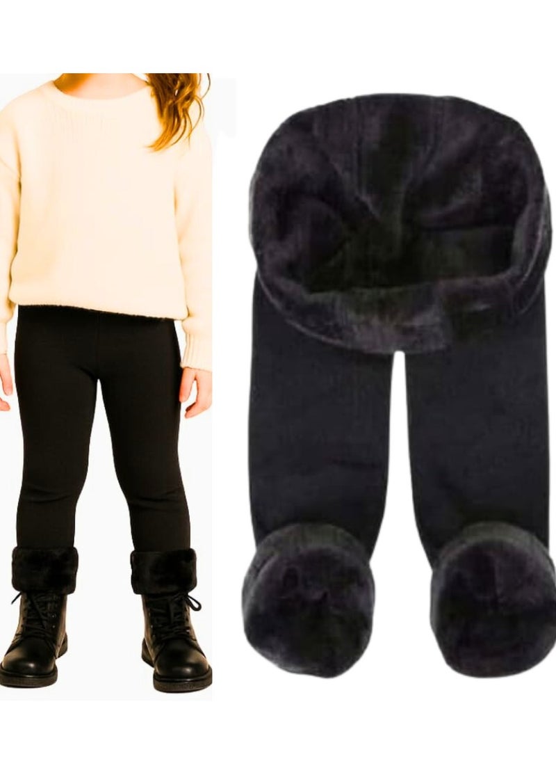 Girls Winter Warm Leggings High Waist Solid Color Velvet Leggings Soft Padded Fleece Lined Stretch Lycra Warm Pants Cozy Thick Winter Bottoms Comfortable Warm for Cold Weather - Image 1