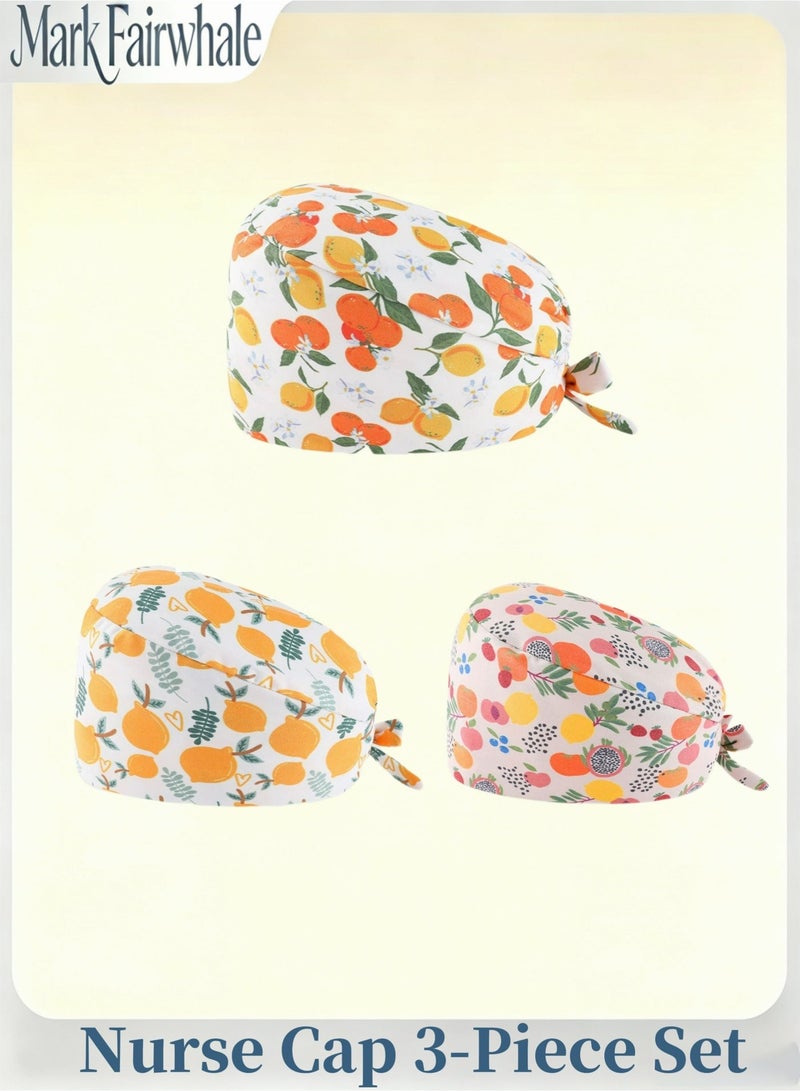 Mark Fairwhale New Fruit Themed Printed Three Piece Medical Surgical Cap - Image 1