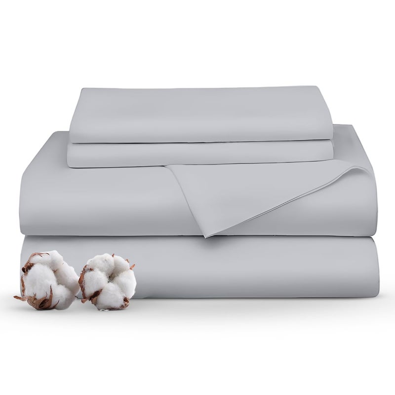 Minor Monkey California King Sheet Sets 100% Egyptian Cotton 1000 Thread Count Light Grey Bed Sheets for Cal King Size Bed 4 Piece Sheet Set Comfy & Cooling Hotel Luxury Bedding Set 16"" Deep Pocket - Image 1