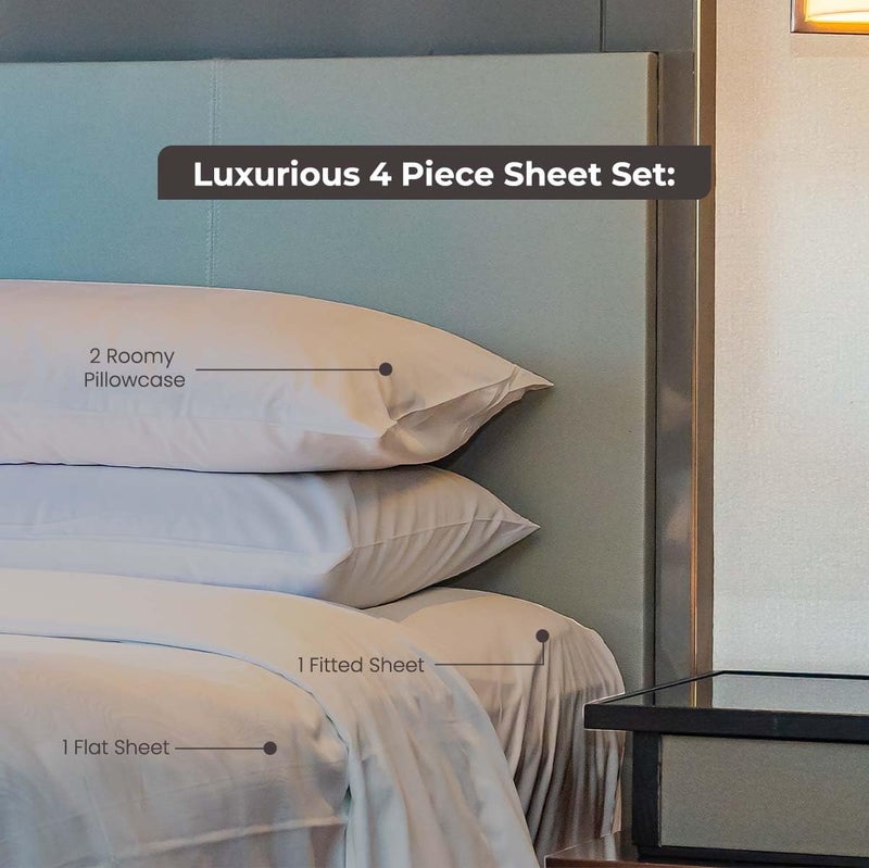 Minor Monkey California King Sheet Sets 100% Egyptian Cotton 1000 Thread Count Light Grey Bed Sheets for Cal King Size Bed 4 Piece Sheet Set Comfy & Cooling Hotel Luxury Bedding Set 16"" Deep Pocket - Image 3