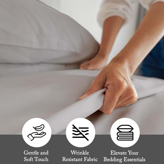 Minor Monkey California King Sheet Sets 100% Egyptian Cotton 1000 Thread Count Light Grey Bed Sheets for Cal King Size Bed 4 Piece Sheet Set Comfy & Cooling Hotel Luxury Bedding Set 16"" Deep Pocket - Image 5