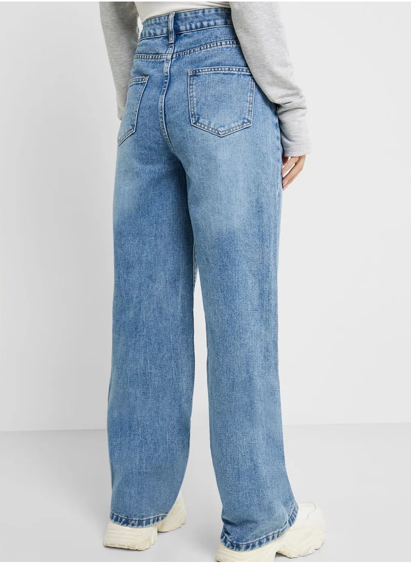 Ginger Bleached High Waist Wide Leg Jeans