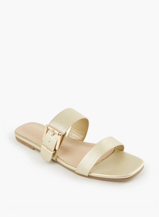 Flora Bella By Shoexpress Buckle Accent Slip-On Flat Sandals