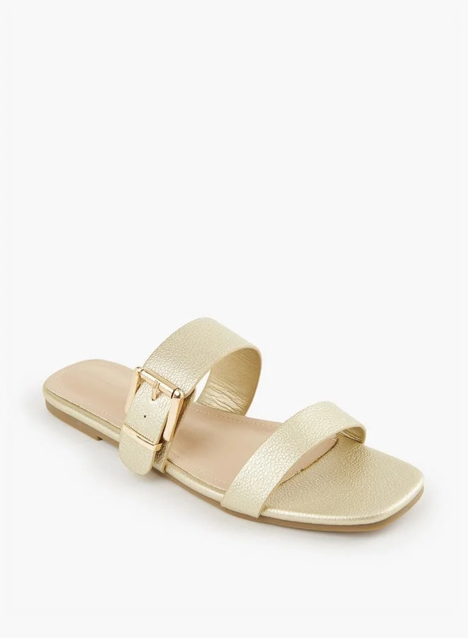 Flora Bella By Shoexpress Buckle Accent Slip-On Flat Sandals