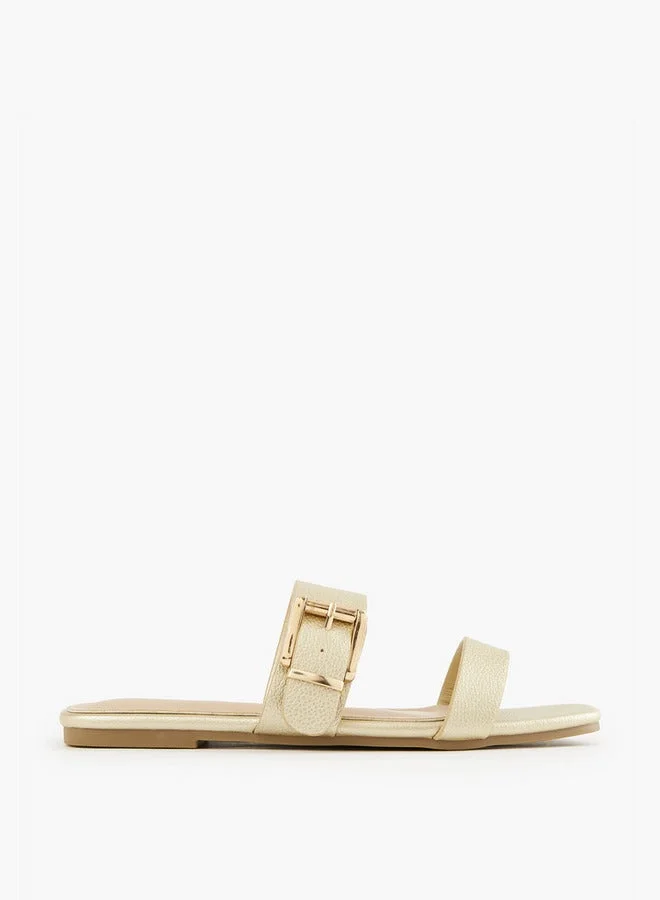 Flora Bella By Shoexpress Buckle Accent Slip-On Flat Sandals