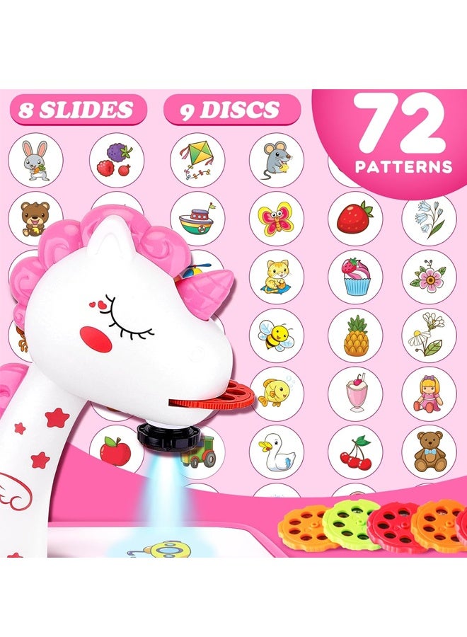 Kids Drawing Projector Kit - Unicorn Themed Art Set with Drawing Board- Includes Color Pens, Crayons, Scrapbook, Sticker- Educational Toy for Ages 3+, Girls & Boys, Birthday Gift, Creative Play & Early Learning - Image 4