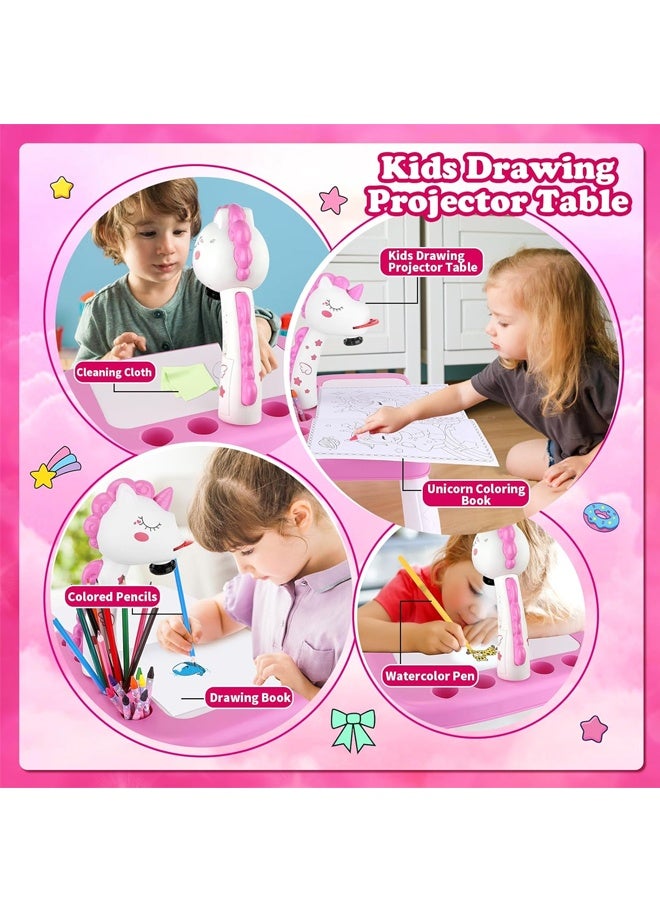 Kids Drawing Projector Kit - Unicorn Themed Art Set with Drawing Board- Includes Color Pens, Crayons, Scrapbook, Sticker- Educational Toy for Ages 3+, Girls & Boys, Birthday Gift, Creative Play & Early Learning - Image 3