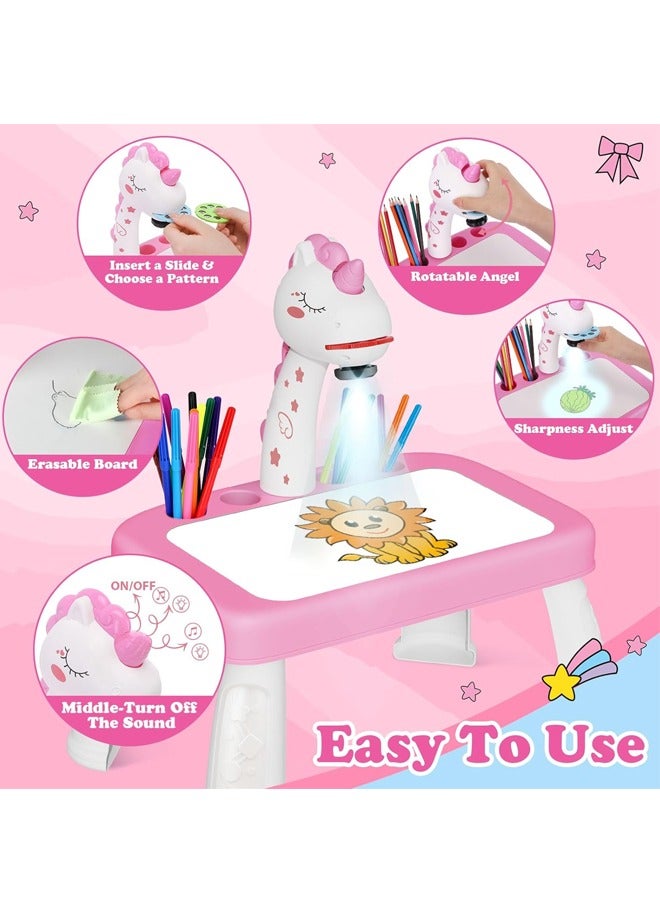 Kids Drawing Projector Kit - Unicorn Themed Art Set with Drawing Board- Includes Color Pens, Crayons, Scrapbook, Sticker- Educational Toy for Ages 3+, Girls & Boys, Birthday Gift, Creative Play & Early Learning - Image 5