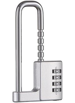 Rubik Padlock with Adjustable Long Shakle, 4 Digits Combination Lock for School Gym Toolbox Closet Wardrobe Gate Bicycle Cabinet Door Handles (1 Pack, Silver)  - Image 1