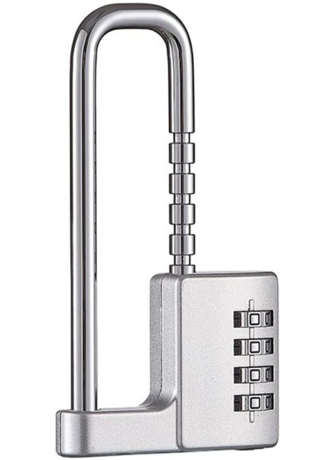 Padlock with Adjustable Long Shakle, 4 Digits Combination Lock for School Gym Toolbox Closet Wardrobe Gate Bicycle Cabinet Door Handles (1 Pack, Silver)
