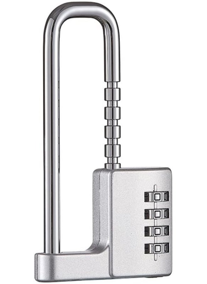 Rubik - Padlock with Adjustable Long Shakle, 4 Digits Combination Lock for School Gym Toolbox Closet Wardrobe Gate Bicycle Cabinet Door Handles (1 Pack, Silver) - Image 1