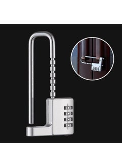 Rubik Padlock with Adjustable Long Shakle, 4 Digits Combination Lock for School Gym Toolbox Closet Wardrobe Gate Bicycle Cabinet Door Handles (1 Pack, Silver)  - Image 2