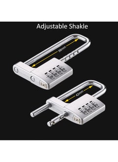 Rubik Padlock with Adjustable Long Shakle, 4 Digits Combination Lock for School Gym Toolbox Closet Wardrobe Gate Bicycle Cabinet Door Handles (1 Pack, Silver)  - Image 4