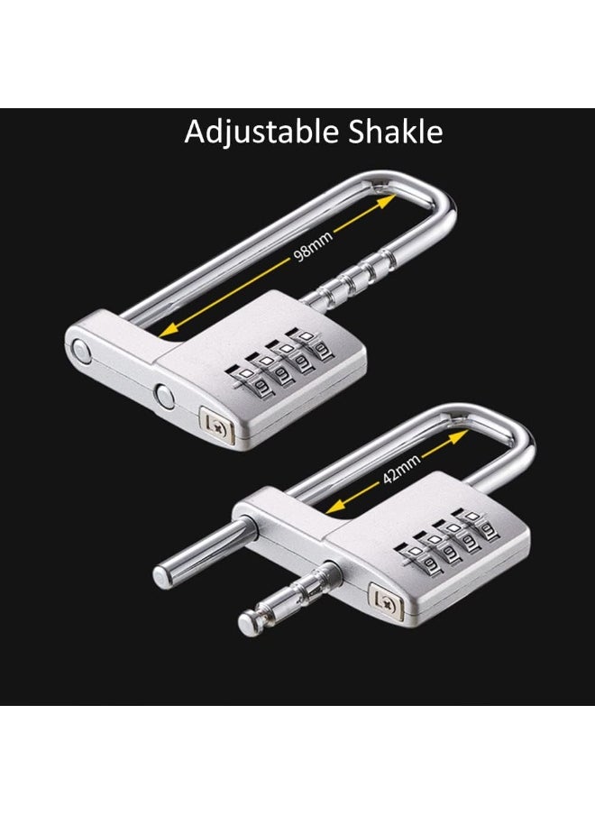 Rubik - Padlock with Adjustable Long Shakle, 4 Digits Combination Lock for School Gym Toolbox Closet Wardrobe Gate Bicycle Cabinet Door Handles (1 Pack, Silver) - Image 1