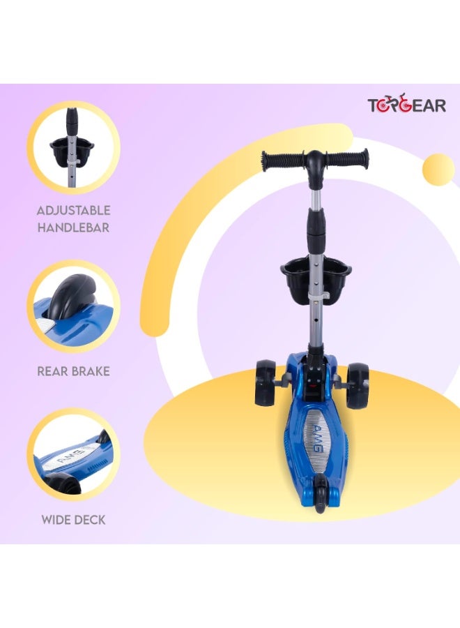 Top Gear Foldable 3-Wheel Kick Scooter for Kids Ages 3-10 | Adjustable Height, Light-Up PU Wheels, Music & Front Basket - Image 5