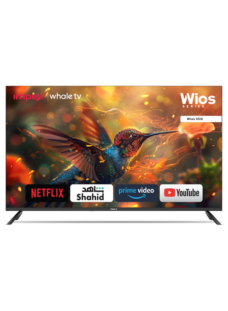 إمبكس تلفاز واهل أو إس 65 بوصة ذكي QLED | 4K Ultra HD | مساعد صوتي ذكي مع ChatGPT | نتفليكس، يوتيوب، برايم فيديو، ديزني+ | HDMI، USB، مدخل صوت، مدخل فيديو، مدخل RJ45 | 8 جيجابايت تخزين، 1.5 جيجابايت RAM | Wios65Q - Image 2