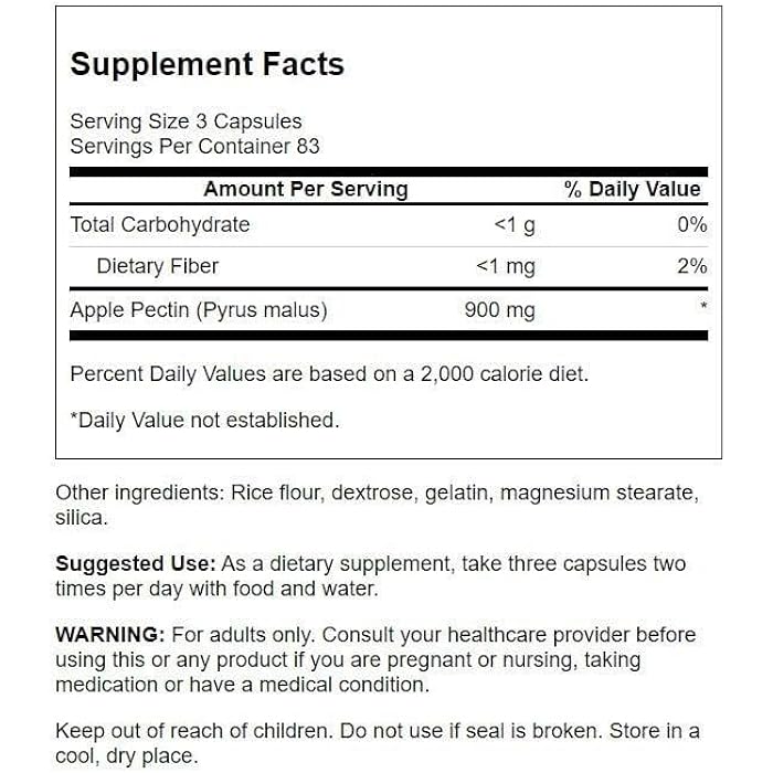 Swanson Apple Pectin 300 Milligrams 250 Capsules - Image 2