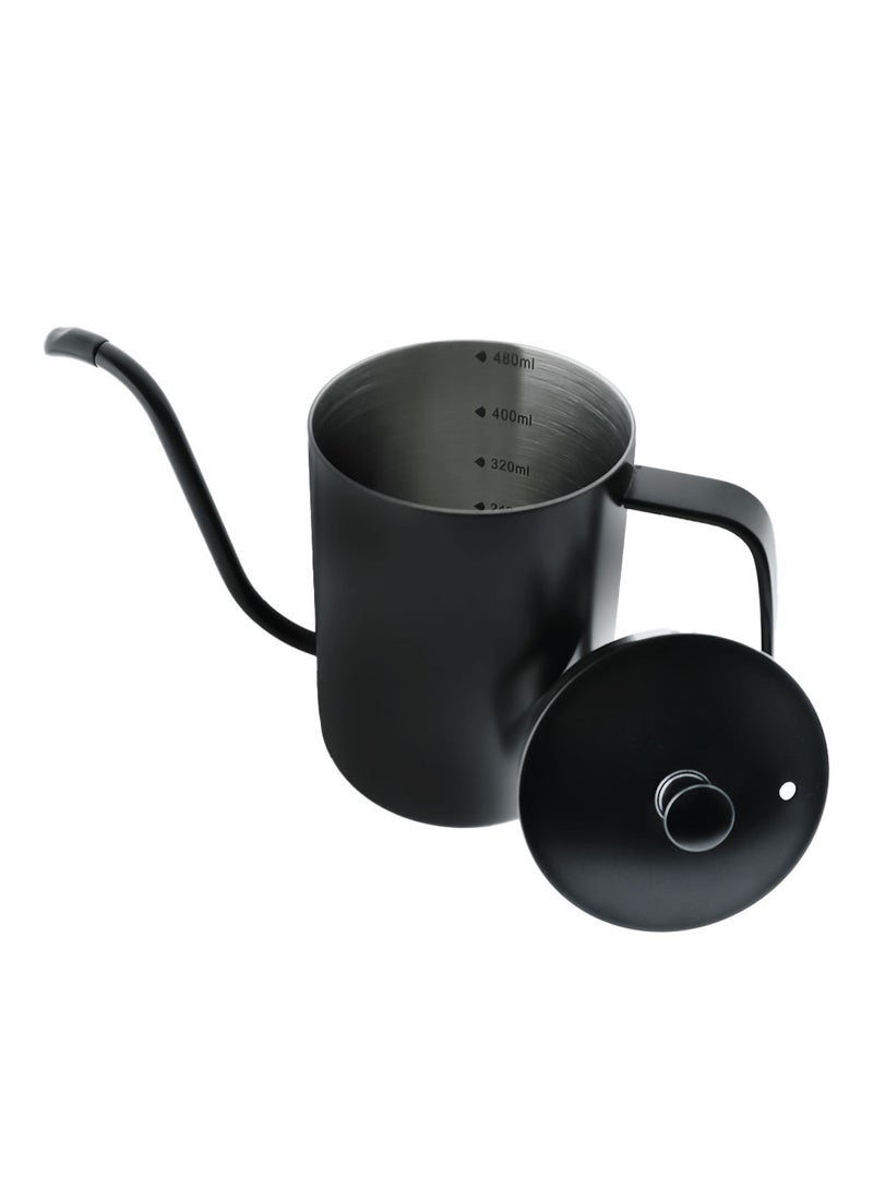 MIBRU Coffee Drip V60 Pour Over Kettle Goose neck Long Narrow Spout With Lid Tea Pot 304 Stainless Steel Teflon Coated Pitcher for pouring coffee 480ML  - Image 4