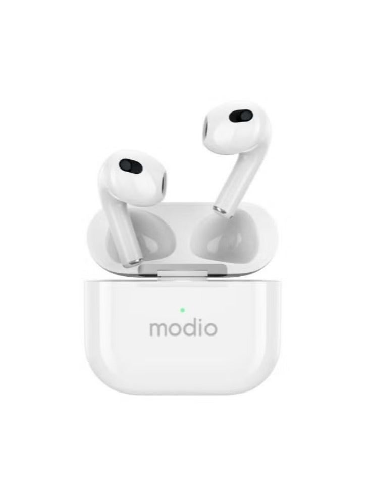 modio ME12 Bluetooth Wireless Earphones – High-Quality Stereo Sound, Deep Bass, Built-in Microphone for Hands-Free Calls, Noise Reduction, Ergonomic Fit, Fast Pairing, and Long Battery Life – Compatible with Android & iOS Devices - Image 1