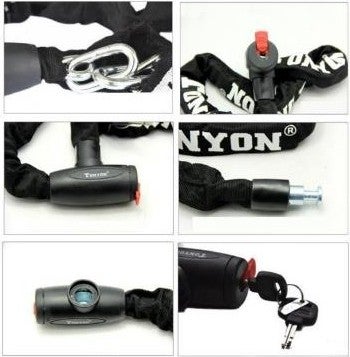 Bike Sky Tonyon Lock Chain with Key - 6MM*120CM - Black - Image 3
