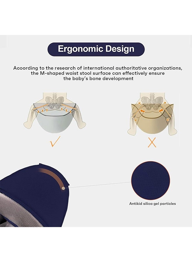 حمالة أطفال متعددة الوظائف من بيونتي، حزام خصر ومقعد الورك، مناسبة للأطفال من عمر 0 إلى 36 شهرًا، وضع حمل 6 في 1، حجم قابل للتعديل، مناسبة جدًا لرحلة التسوق سيرًا على الأقدام (رمادي) - Image 5