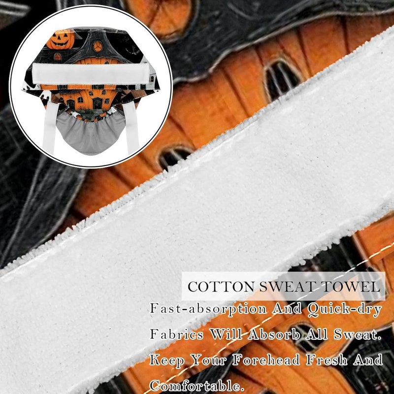 2 Packs Halloween Illustrations 1_16 Scrub Cap Adjustable Hat Tie Back Hats Sweatband for Women - Image 2