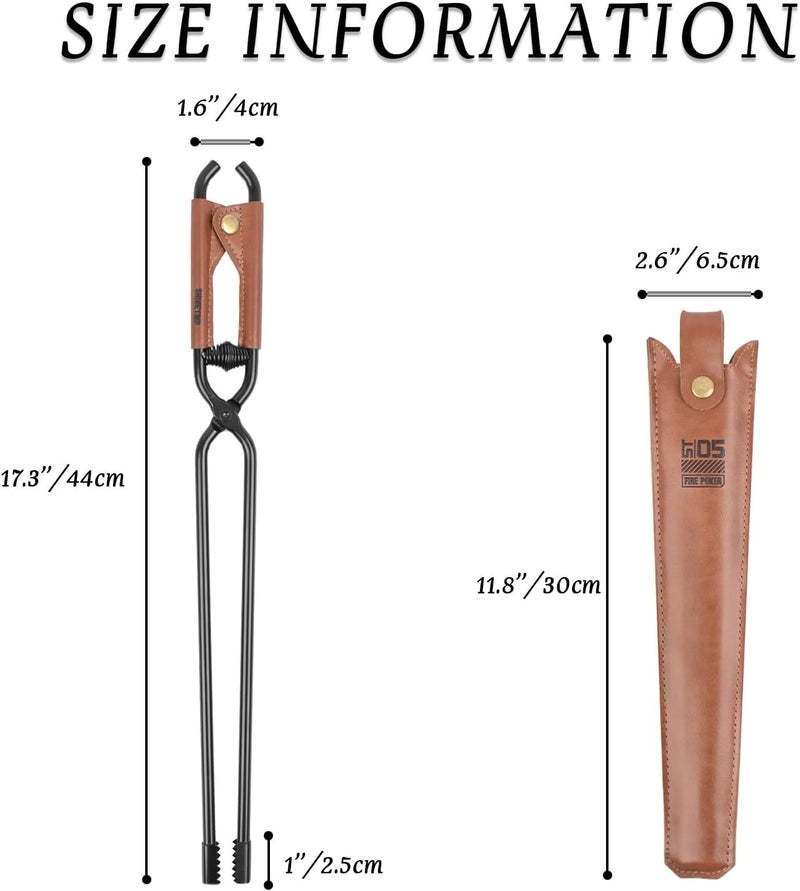 إسكدنيا Fireplace Tongs Log Claw Tongs with Faux Leather Handle Cover Log Grabber Clamp Tool for Indoor  Outdoor Camping Campfire Fireplace Fire Pit(Black) - Image 2