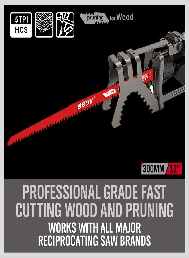 SEDY 12-Inch Wood Pruning Reciprocating Saw Blades, 5TPI Saw Blades for Tree Trimming, Wood Cutting (5 Pack/5TPI) - Image 3