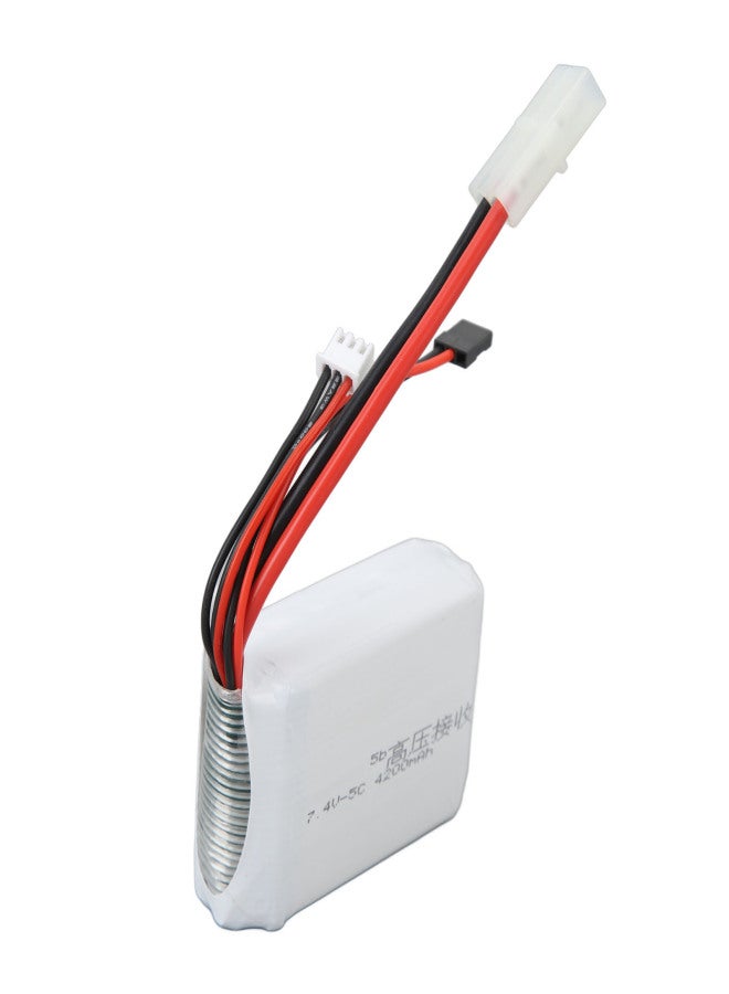 بطارية ليثيوم بوليمر 5T 7.4V 4200mAh عالية الجهد، مناسبة لأجهزة استقبال سيارات التحكم عن بعد من تامييا. - Image 4