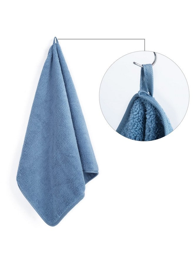 POLYTE Quick Dry Lint Free Microfiber Hand Towel, 16 x 30 in, Set of 4 (Blue) - Image 5