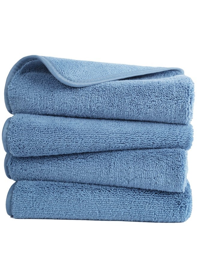 POLYTE Quick Dry Lint Free Microfiber Hand Towel, 16 x 30 in, Set of 4 (Blue) - Image 1